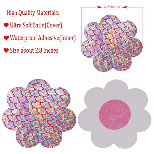 10 Pairs Women Sexy Heart Shape Disposable Pasties Nipple Cover Lingerie on Bra (Gradient color Flower)