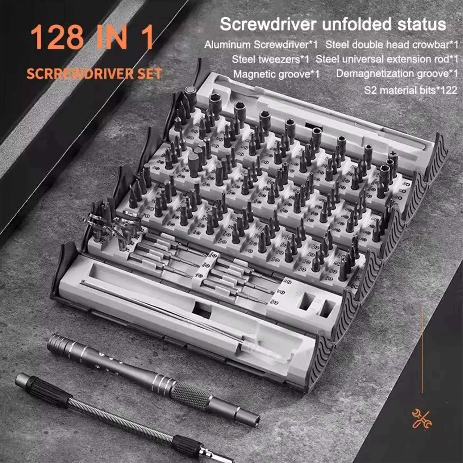 128 in 1 precision screwdriver set, disassembly and maintenance tool, multi-functional manual screwdriver, book roll set