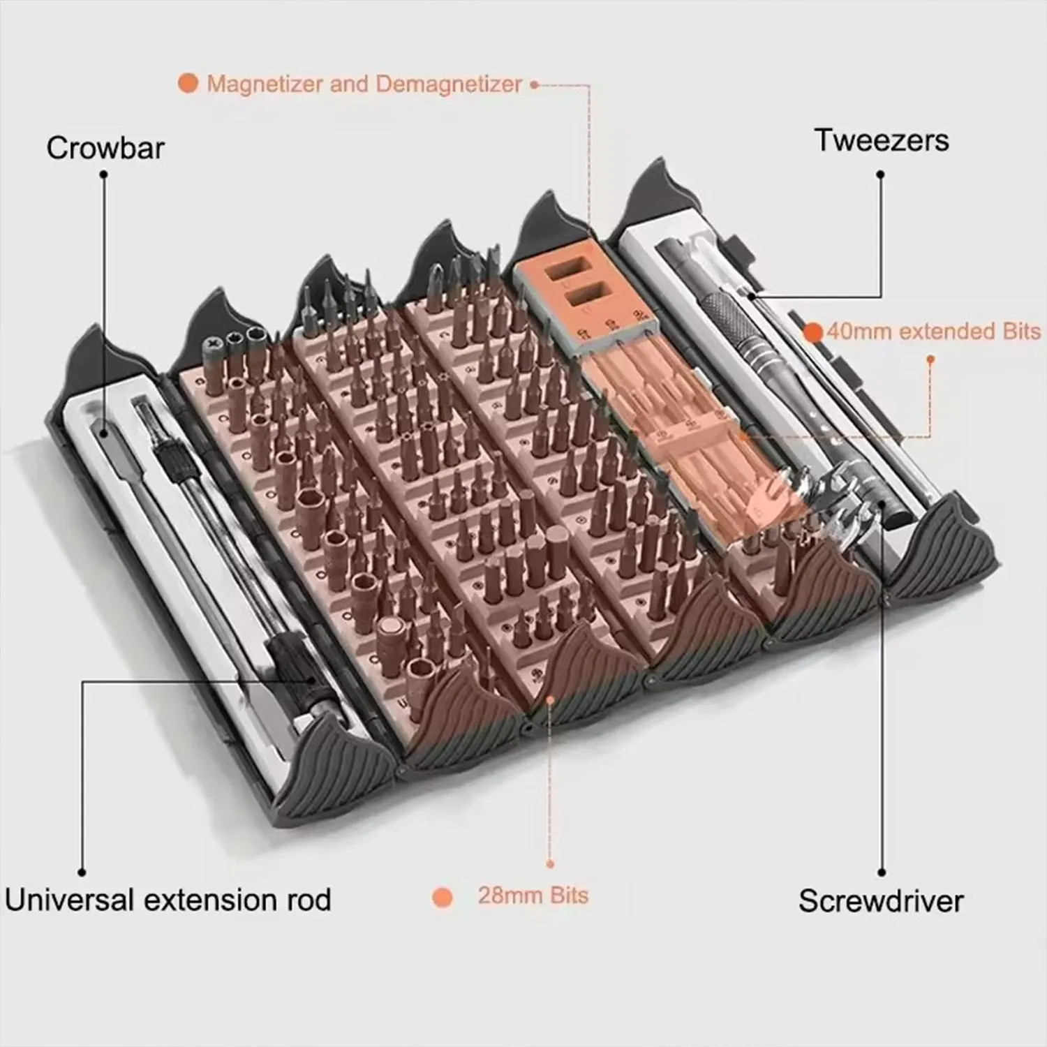 128 in 1 precision screwdriver set, disassembly and maintenance tool, multi-functional manual screwdriver, book roll set