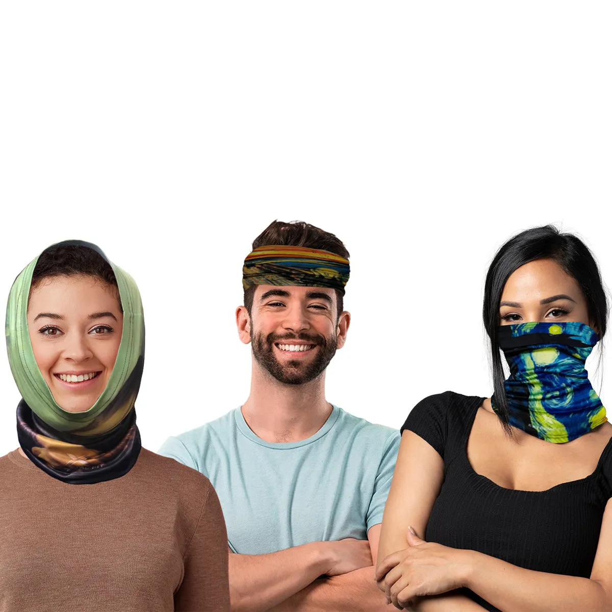 3-Pack: Headband, Bandanas, Scarf, Neck Warmer, Head Wrap, Multi Functional Gaiter for Sports or Everyday Wear