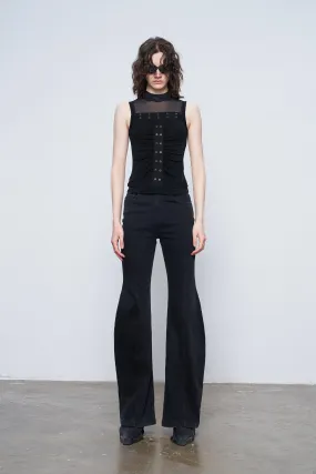 Acetic acid pleated functional patchwork top