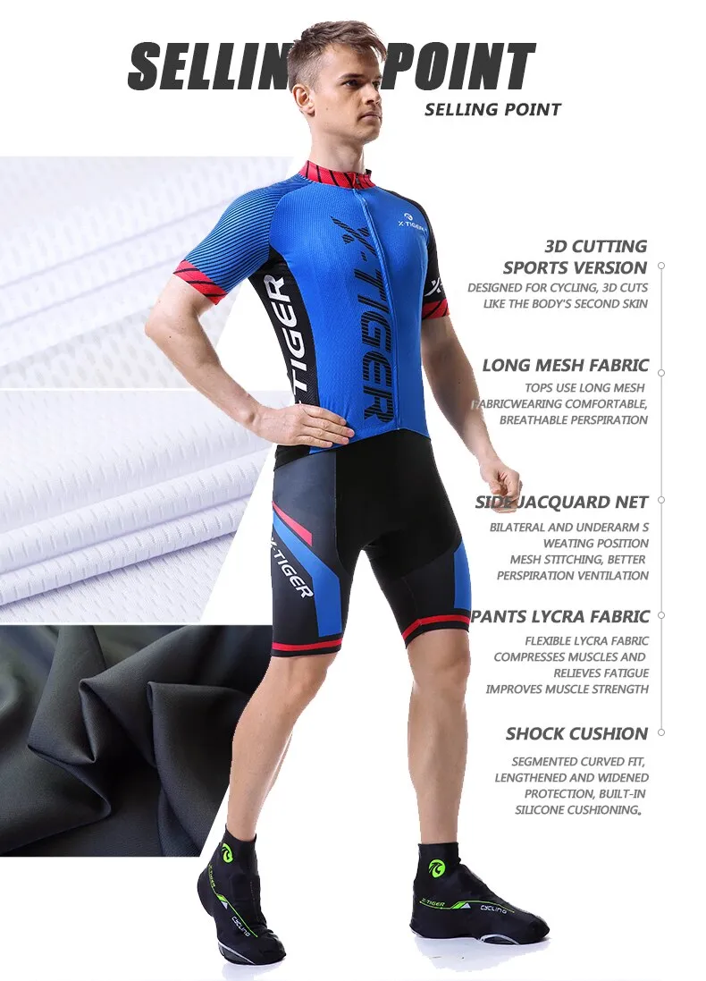 Anti-sweat Breathable Short Sleeve Polyester Cycling Jersey Set for Men