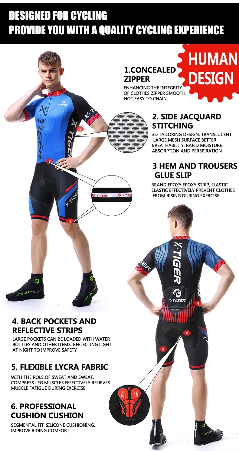 Anti-sweat Breathable Short Sleeve Polyester Cycling Jersey Set for Men