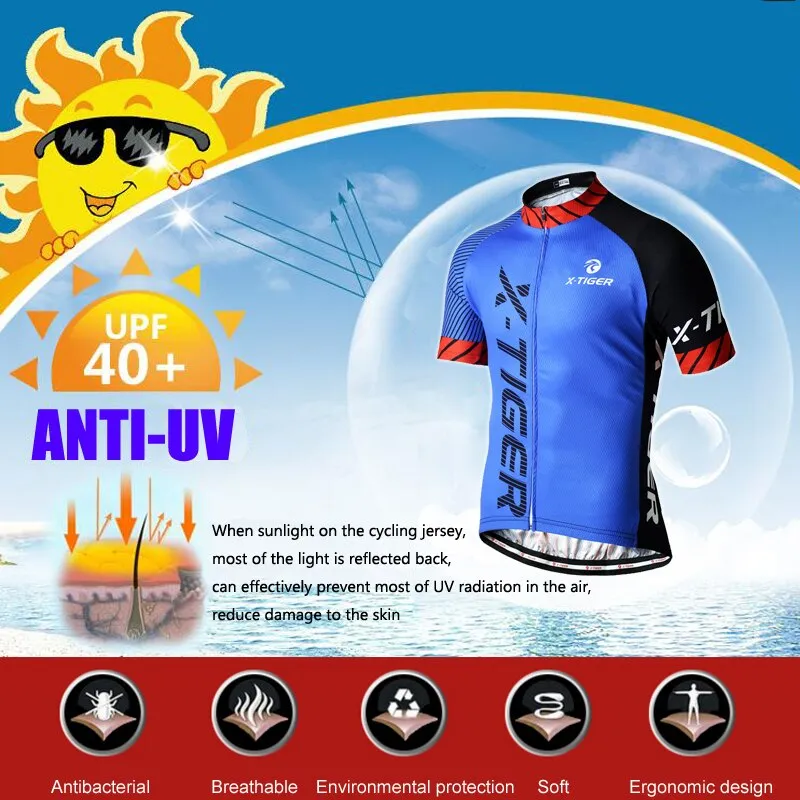 Anti-sweat Breathable Short Sleeve Polyester Cycling Jersey Set for Men