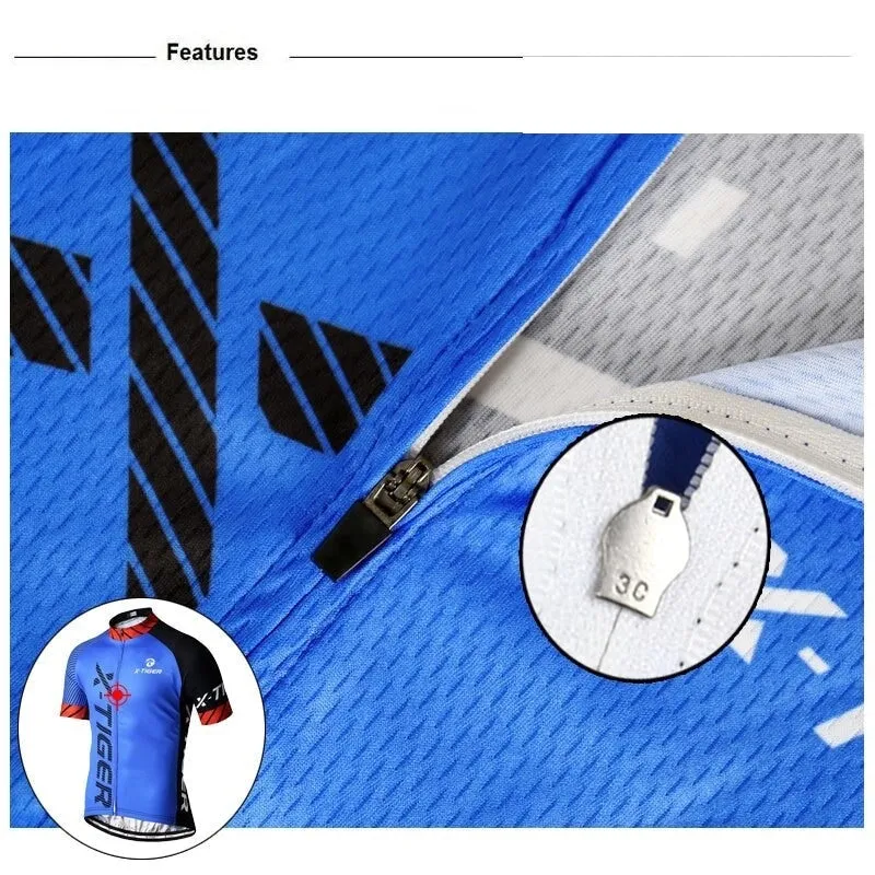 Anti-sweat Breathable Short Sleeve Polyester Cycling Jersey Set for Men