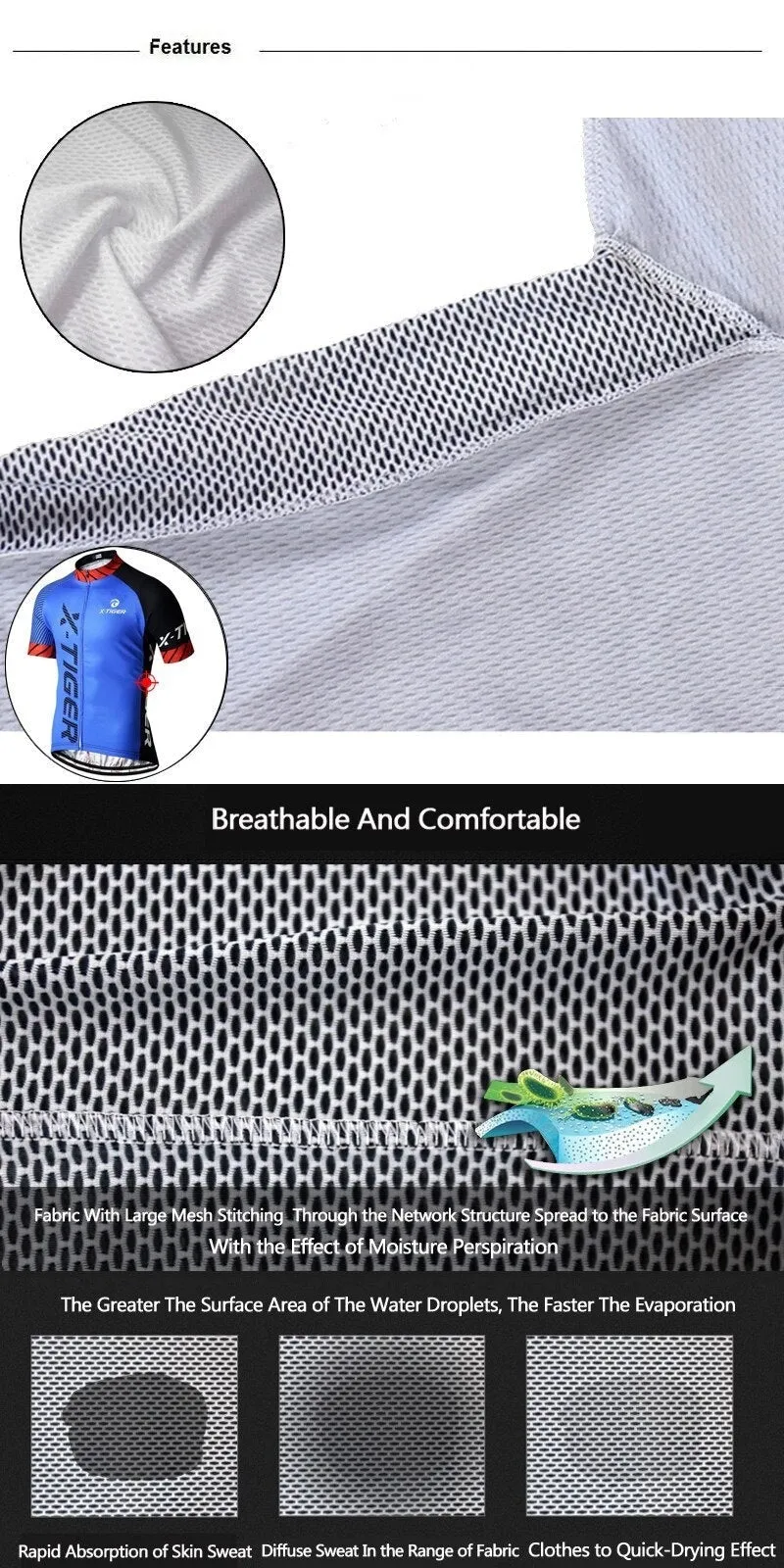 Anti-sweat Breathable Short Sleeve Polyester Cycling Jersey Set for Men