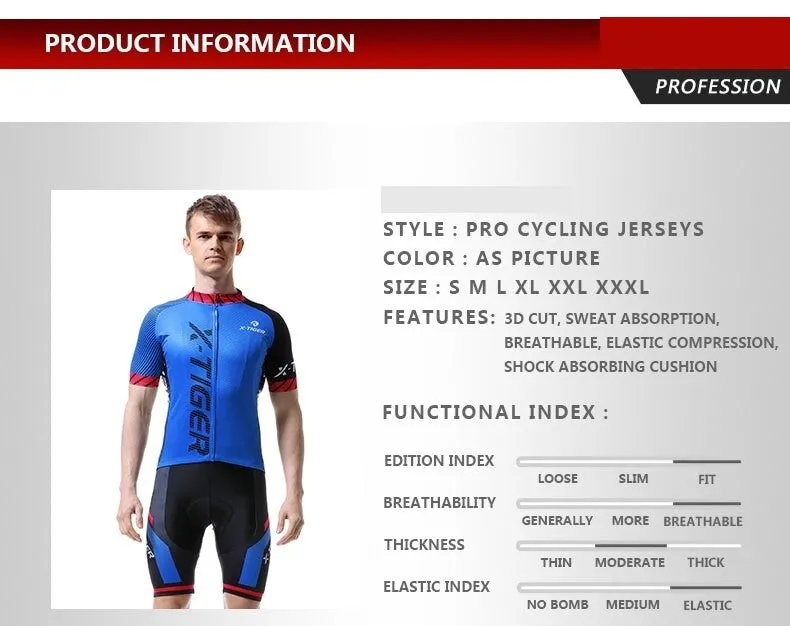 Anti-sweat Breathable Short Sleeve Polyester Cycling Jersey Set for Men