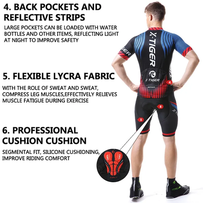 Anti-sweat Breathable Short Sleeve Polyester Cycling Jersey Set for Men