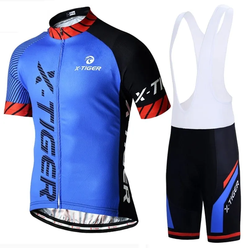 Anti-sweat Breathable Short Sleeve Polyester Cycling Jersey Set for Men