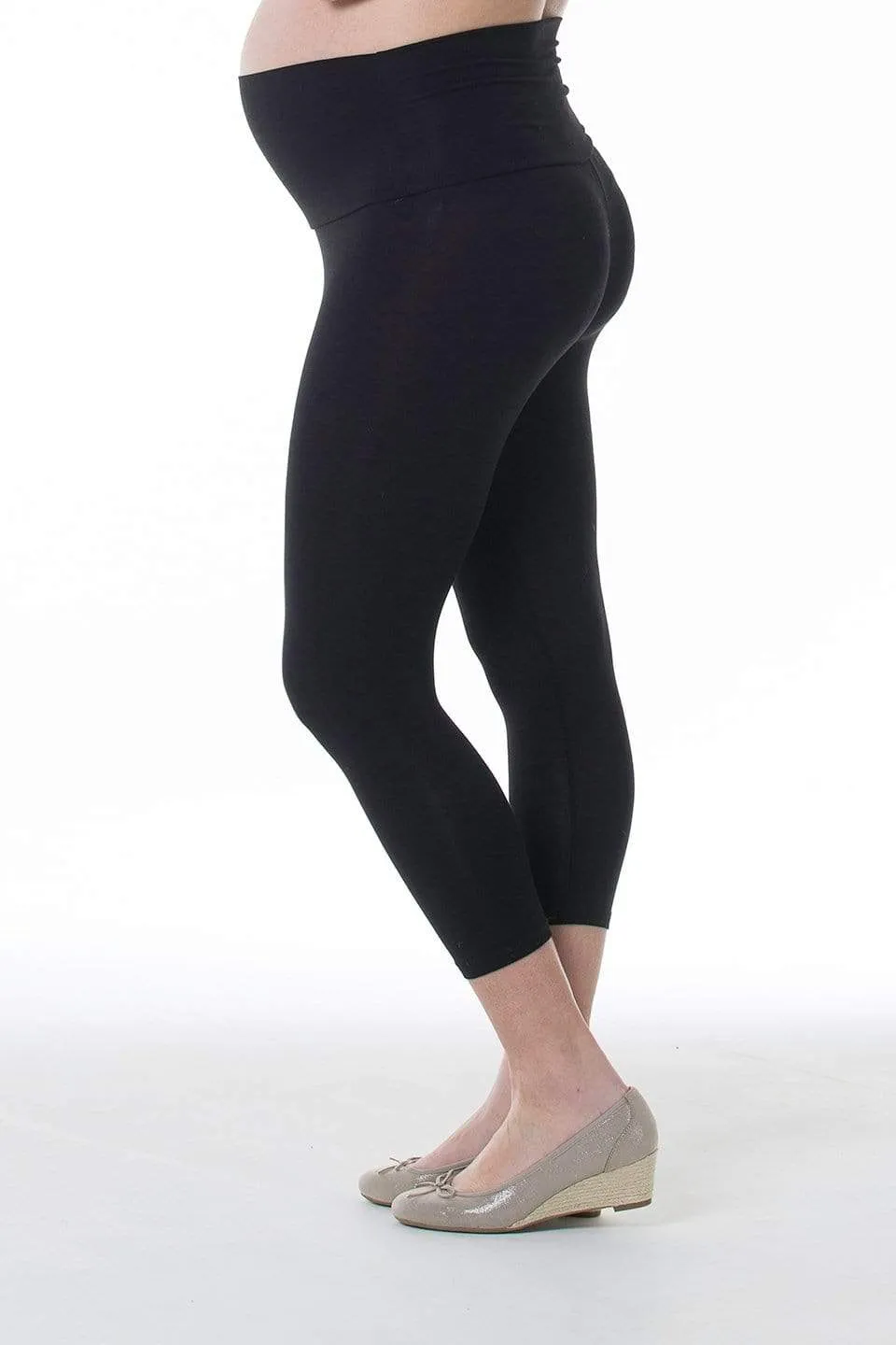 Anya Crop Maternity Leggings Black