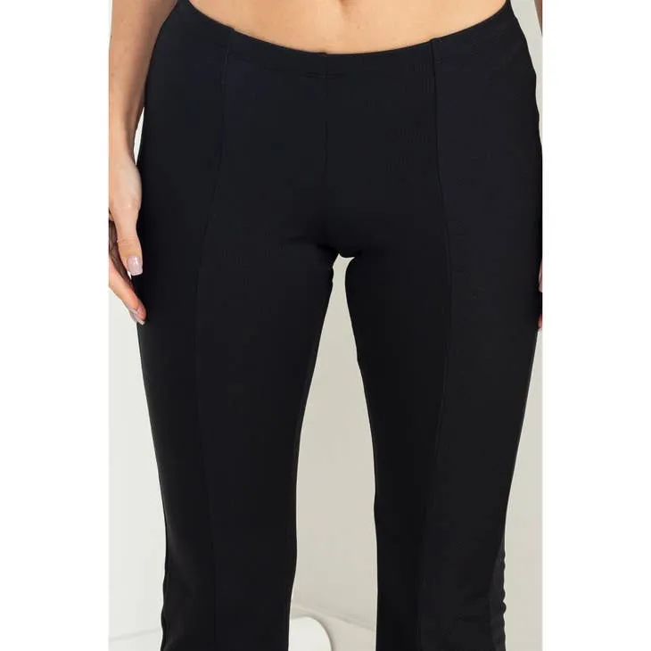 BLACK HIGH WAISTED FLARED LEGGINGS