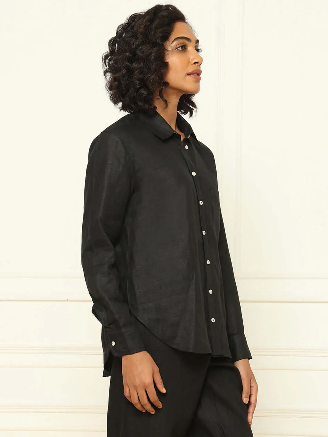 Black Linen Shirt & Tapered Pants