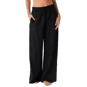 Black Wide Leg Drawstring Pants