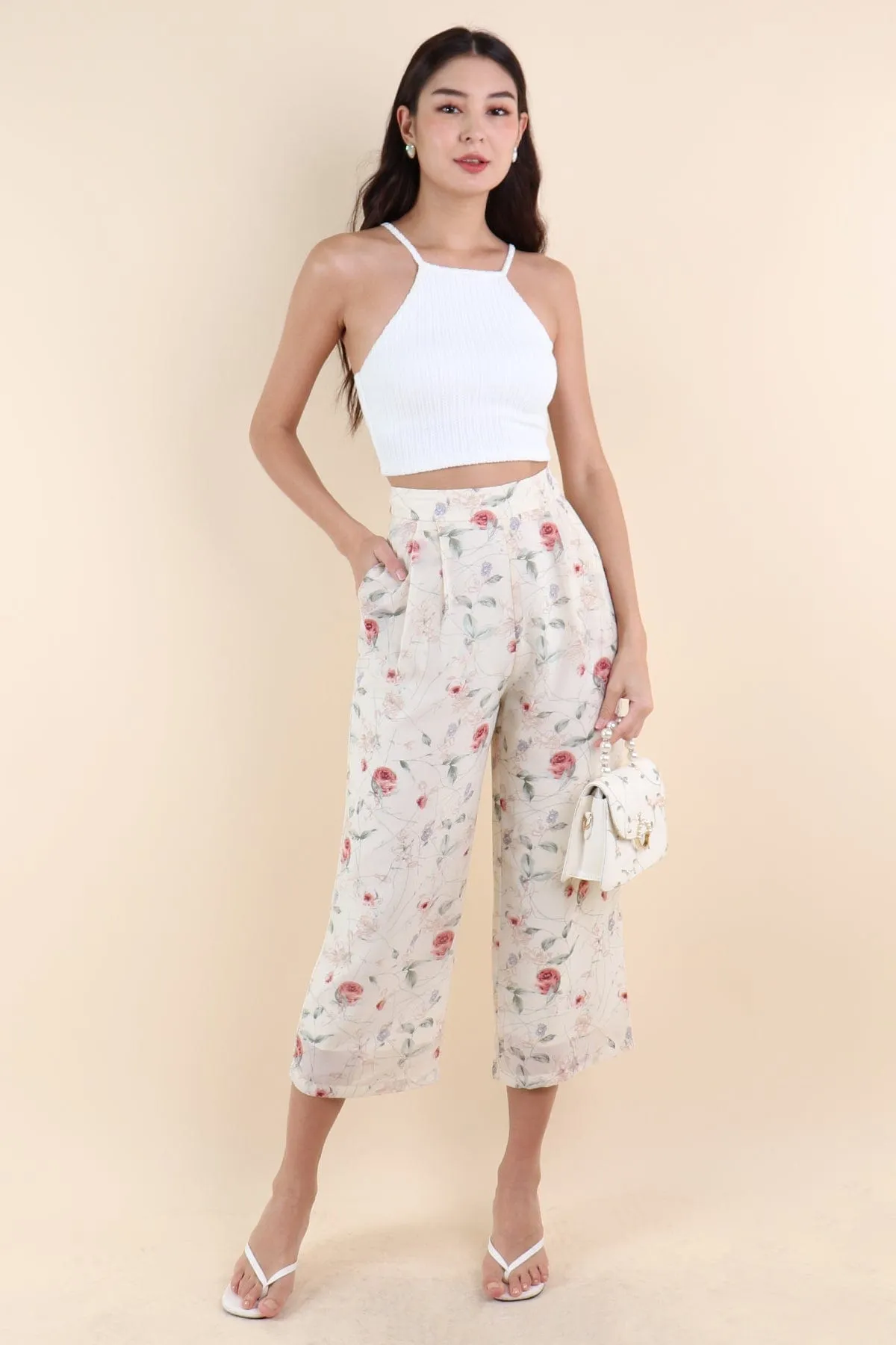 BOTANNIA FLORAL PANTS IN CREAM