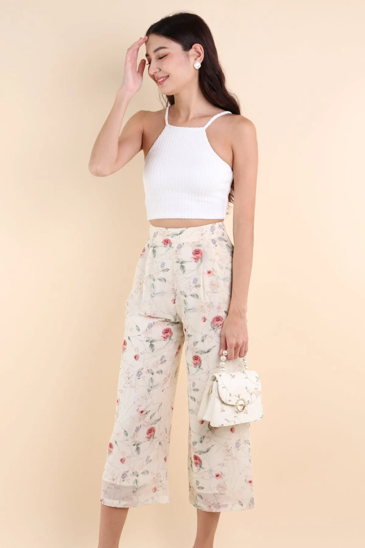 BOTANNIA FLORAL PANTS IN CREAM