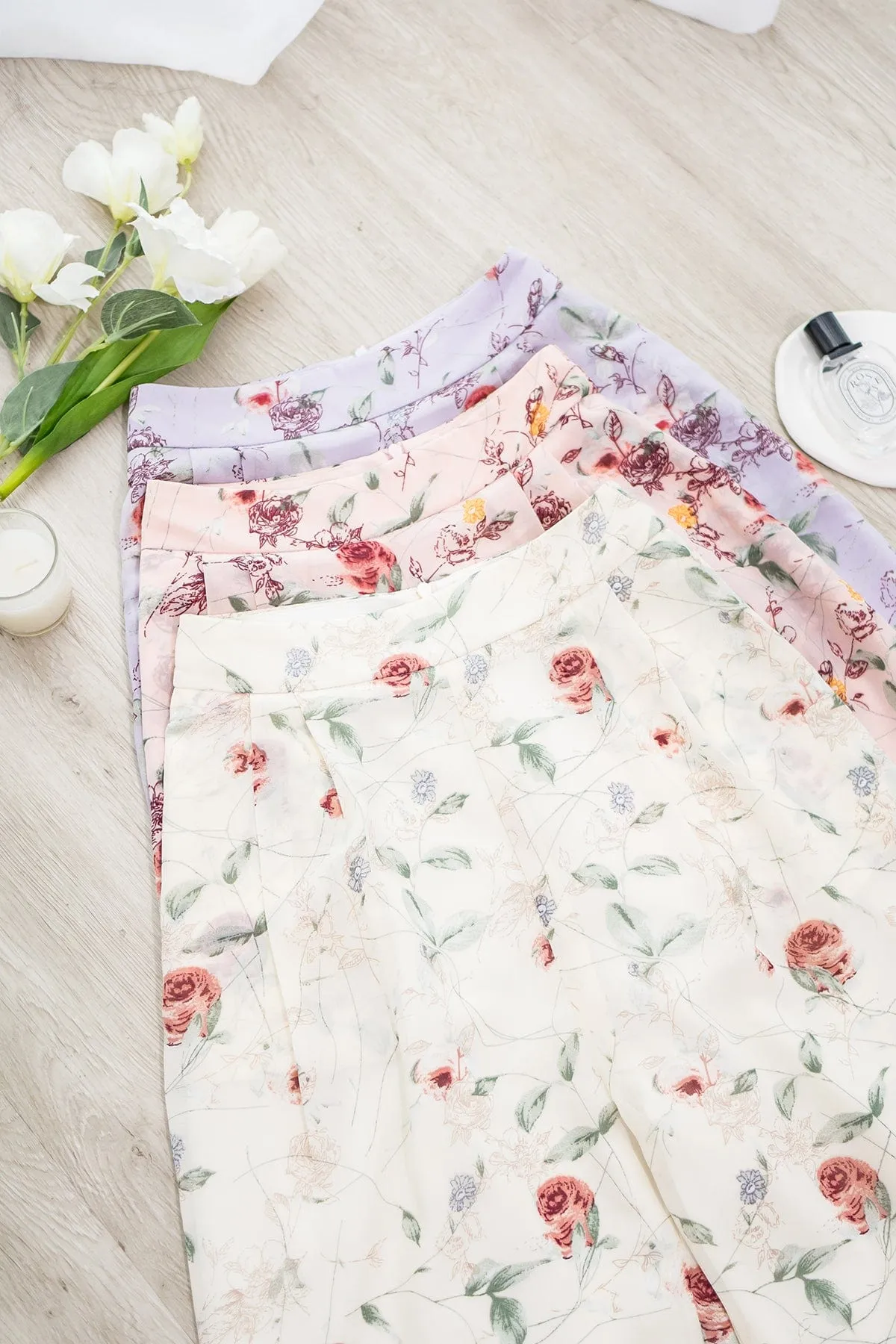 BOTANNIA FLORAL PANTS IN CREAM