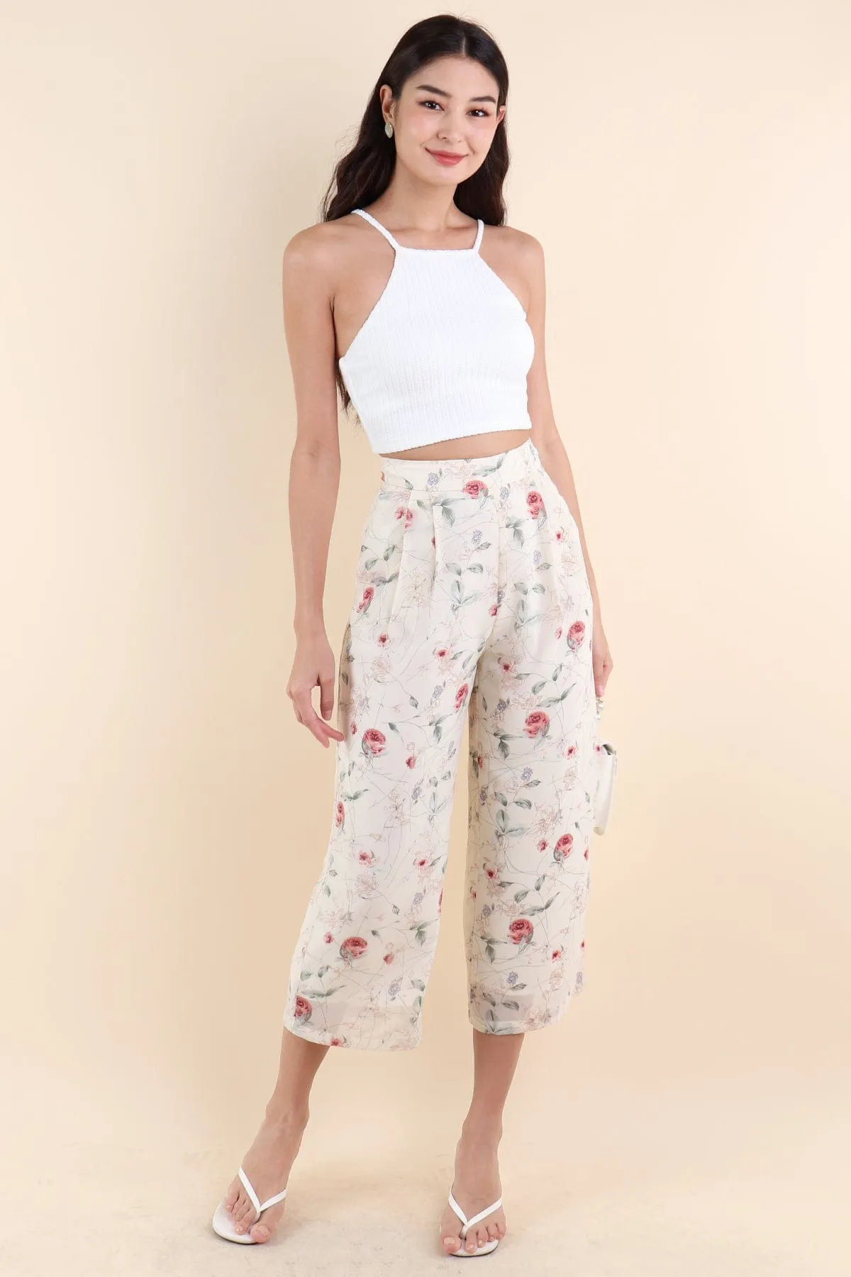 BOTANNIA FLORAL PANTS IN CREAM