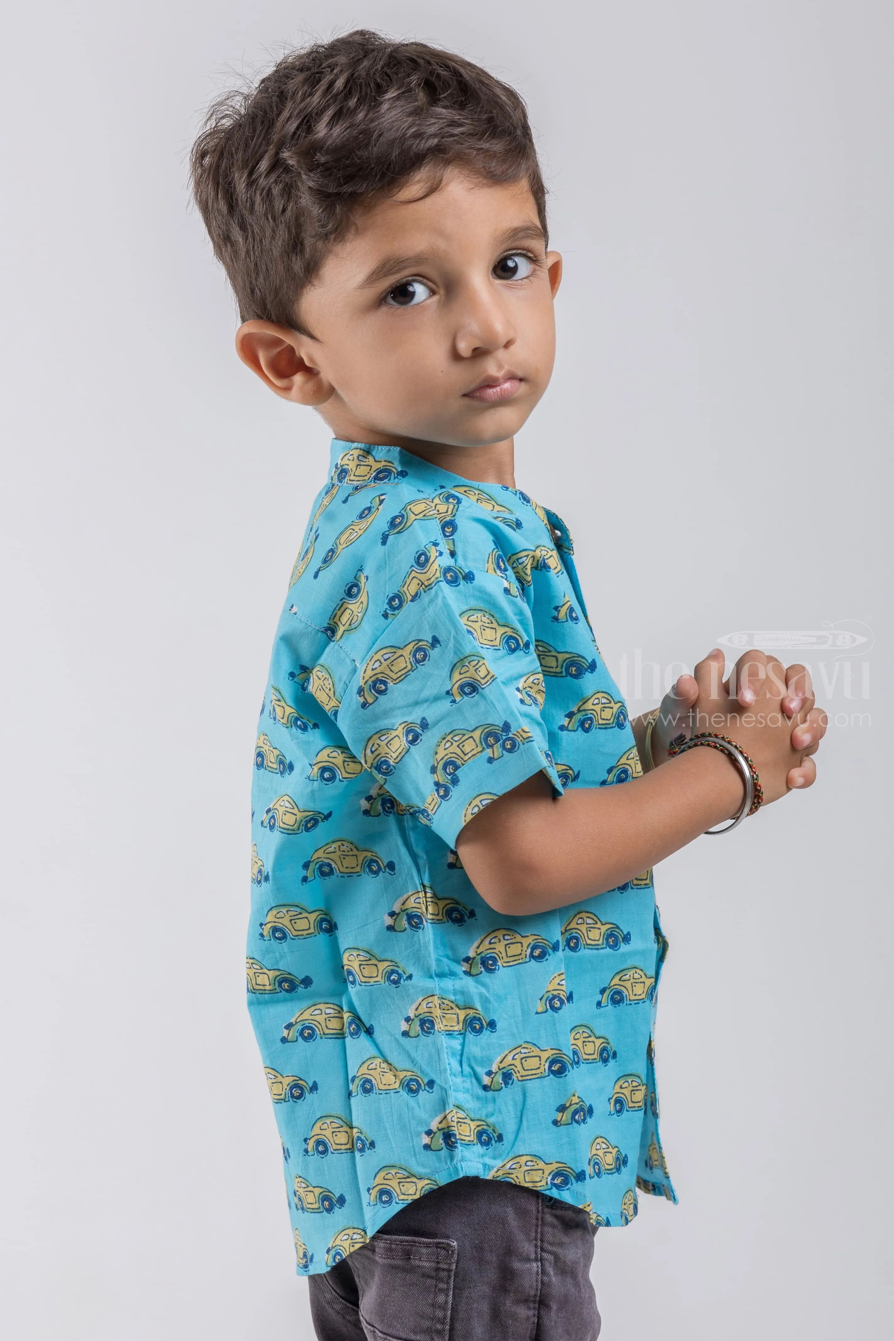 Boys Vintage Car Print Cotton Casual Shirt | Nesavu | Cool & Comfortable Everyday Style