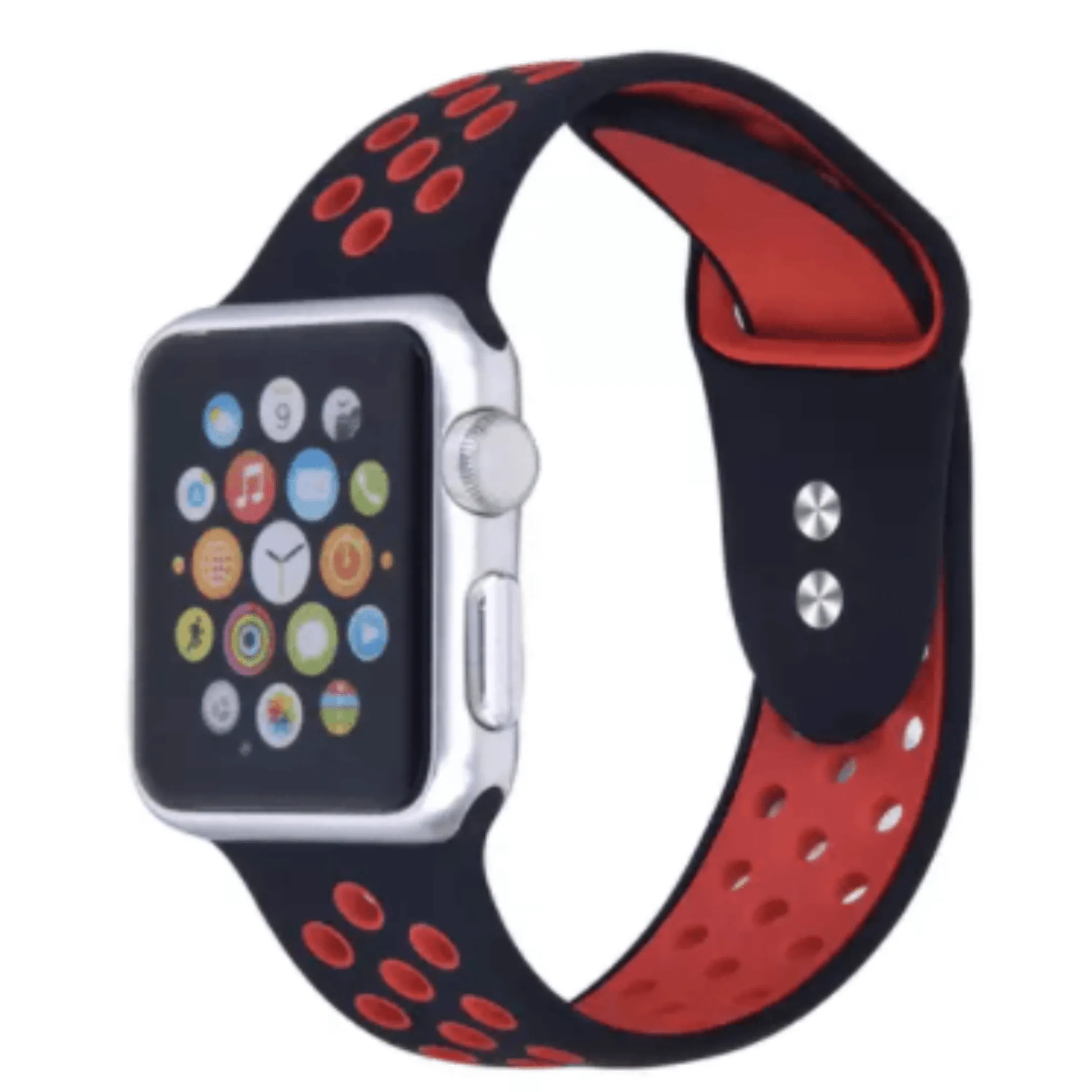 Breathable Silicone Sport Replacement Band for Apple Watch Black Red