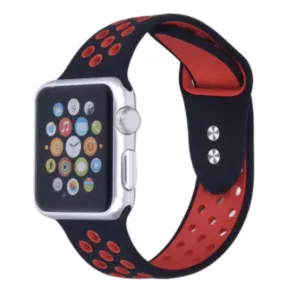 Breathable Silicone Sport Replacement Band for Apple Watch Black Red