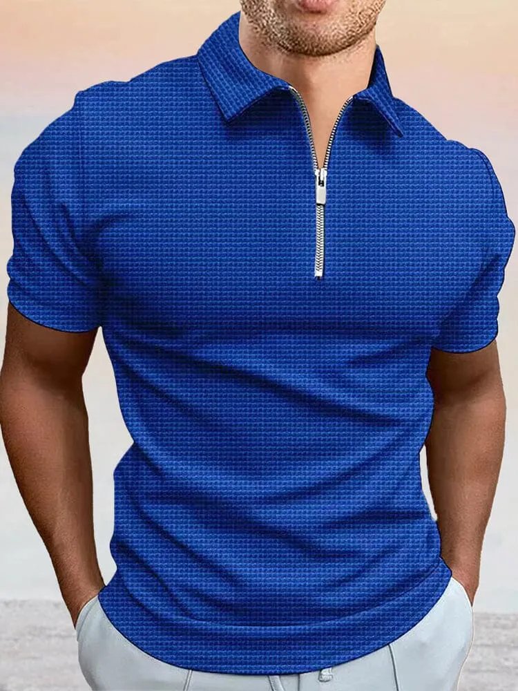 Breathable Waffle Polo Shirt