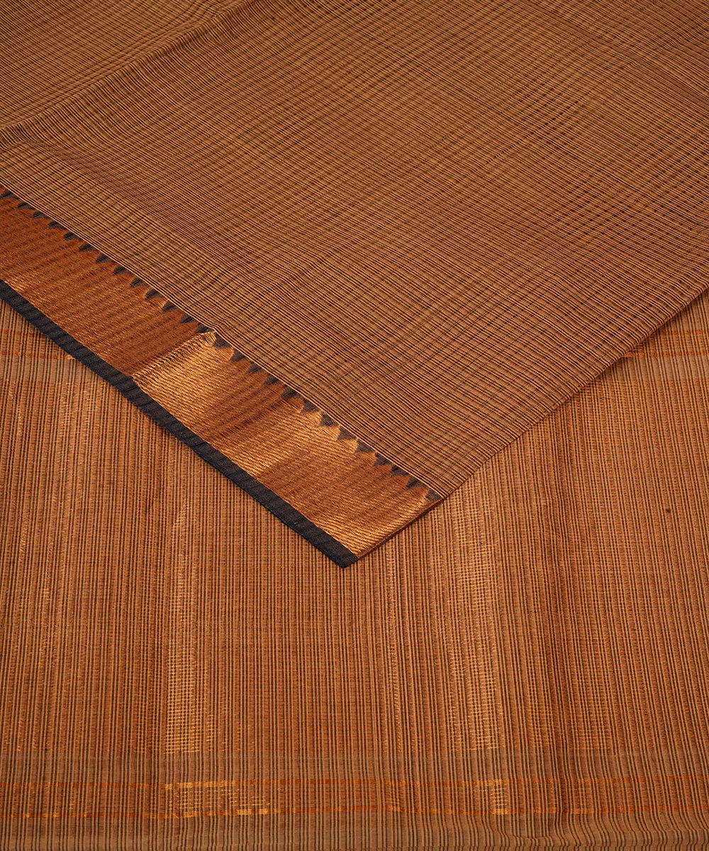 Brown handwoven mangalagiri cotton saree