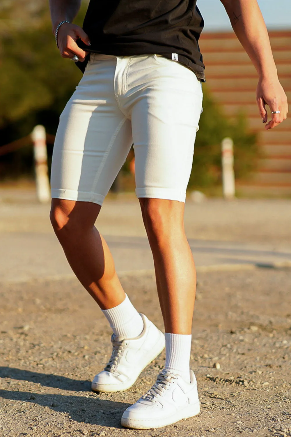 Buy $80 Free Shipping Comfortable Men's Denim Shorts for Every Occasion-White