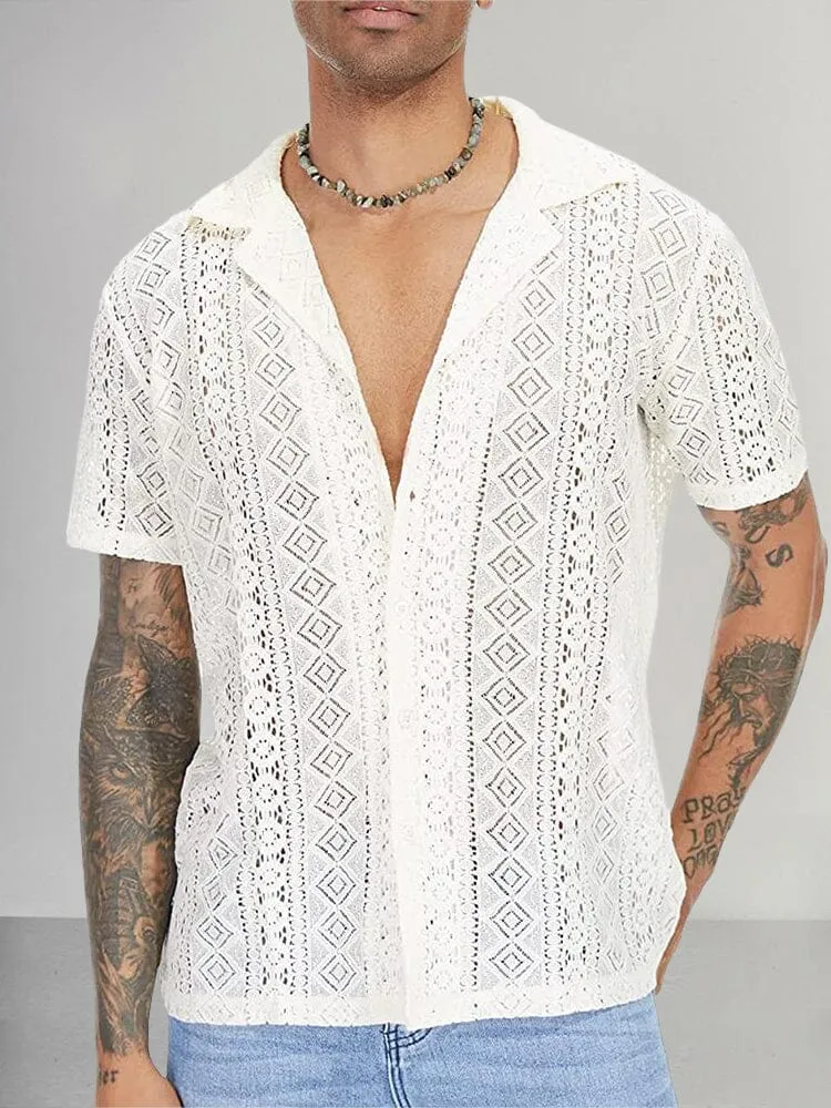 Casual Breathable Hollow Lace Shirt