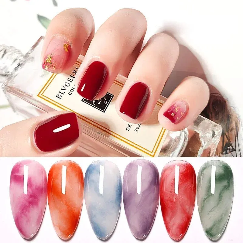 Clear UV Gradient Blossom Gel Nail Polish Blossoming Smook Effect Watercolor Nail Gel Soak off Functional Nail Gel 15ml