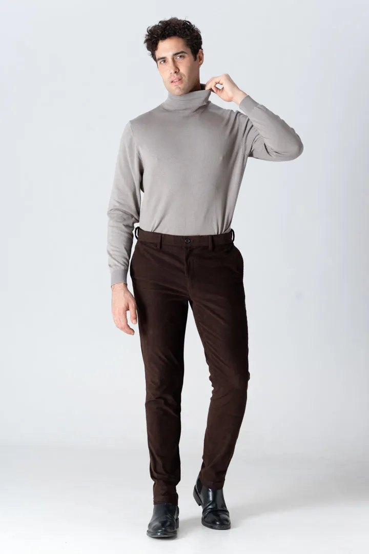 Coffee Brown Corduroy Stretch Pants