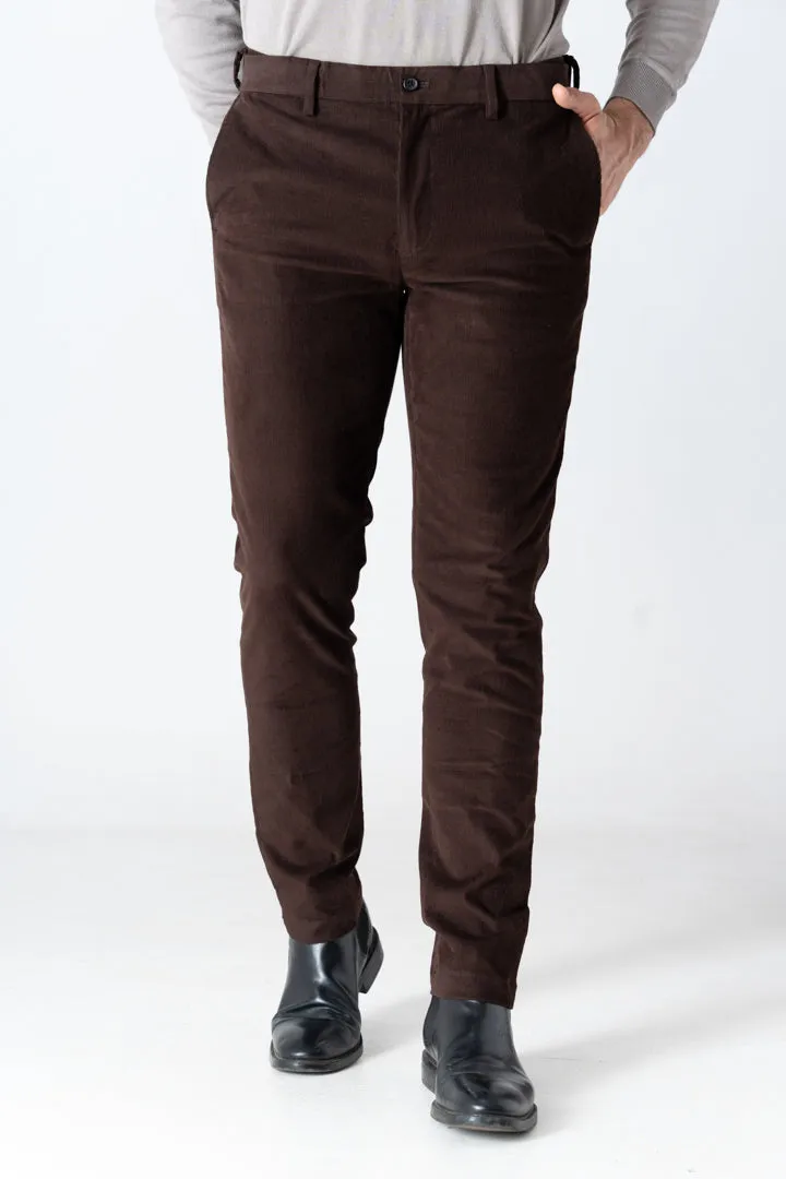 Coffee Brown Corduroy Stretch Pants