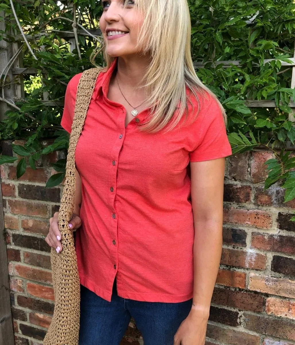 Coral Cotton Jersey Shirt