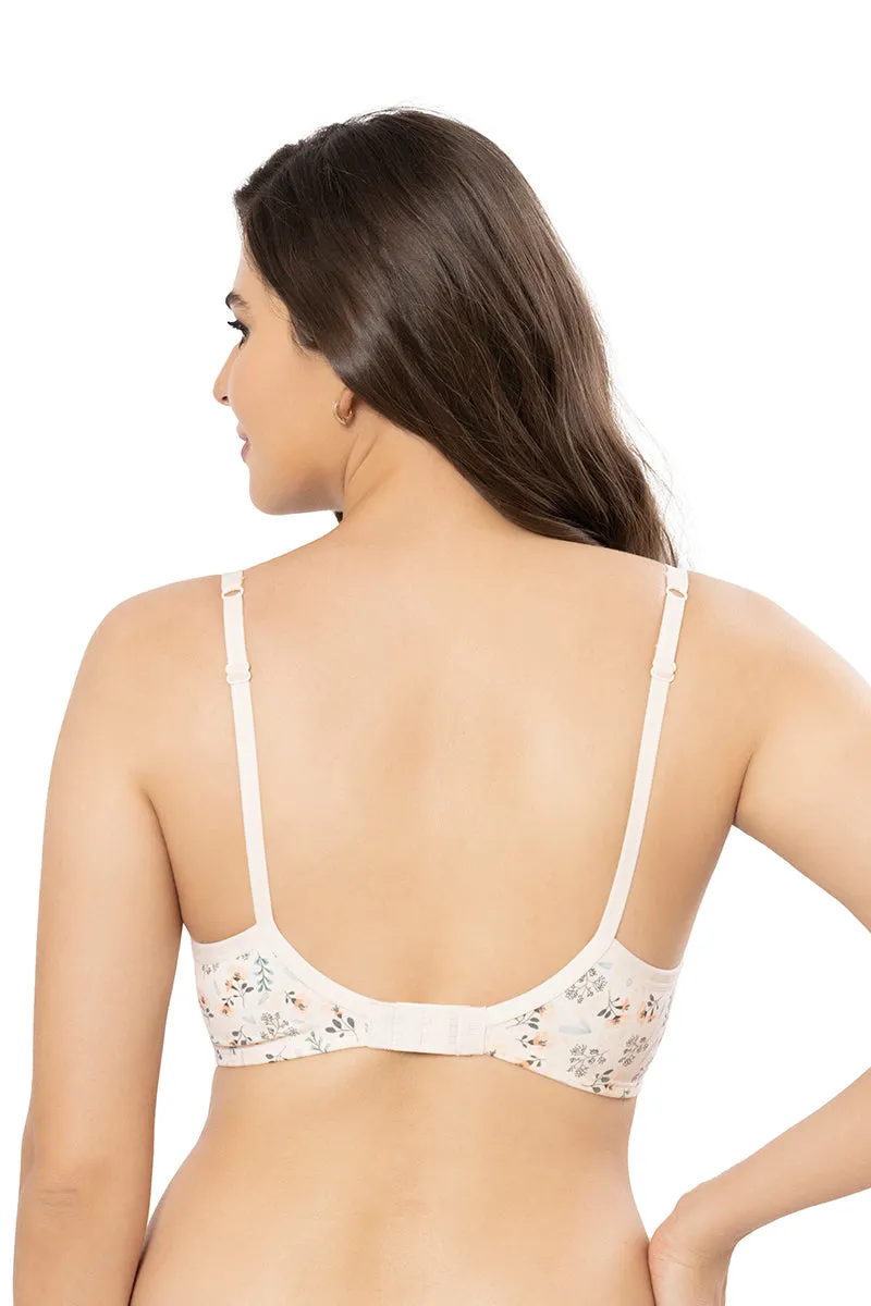 Cotton Casuals Padded Non-Wired Printed T-Shirt Bra - Cotton Bloom Print