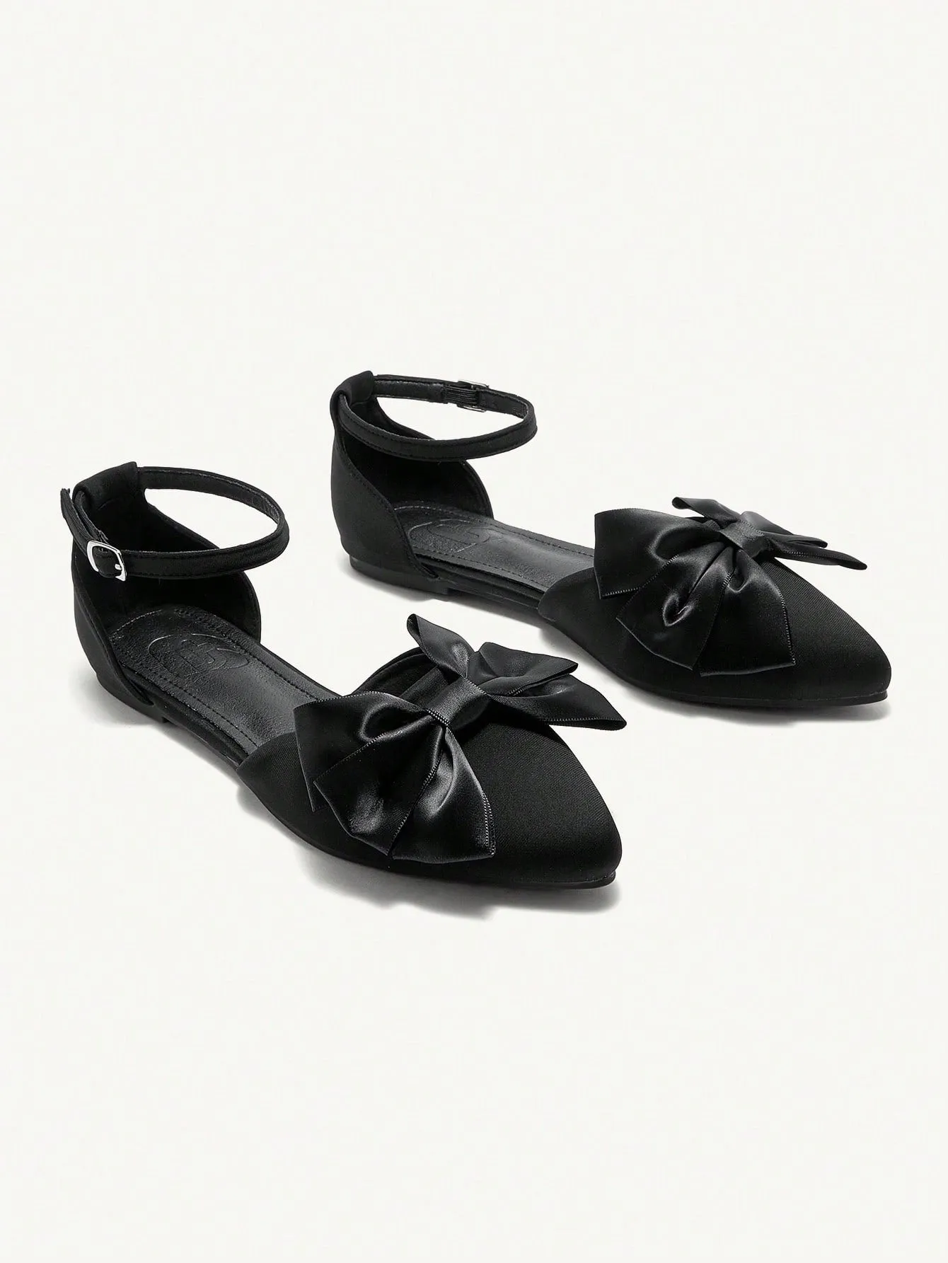 CUCCOO CHICEST Comfortable Pointed-Toe Black Bowknot Decor Women's Flat Shoes