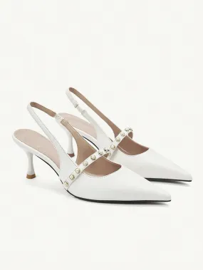 CUCCOO CHICEST Pointed Toe High Heels, Shallow Mouth, Hollow Out, Cool White, Versatile, Fashionable, Comfortable, Women's Shoes, Elegant