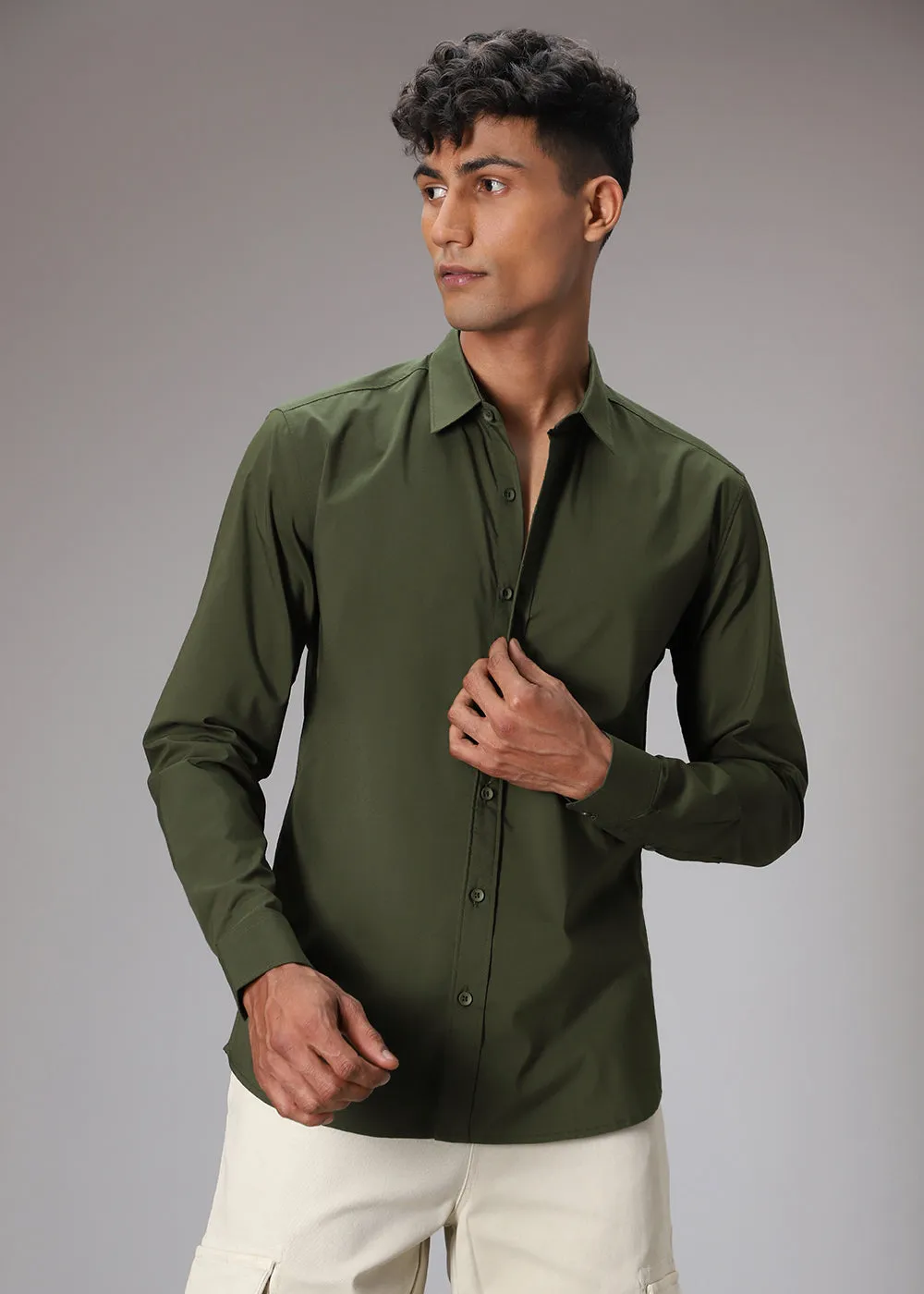 Dark Olive Cotton Shirt