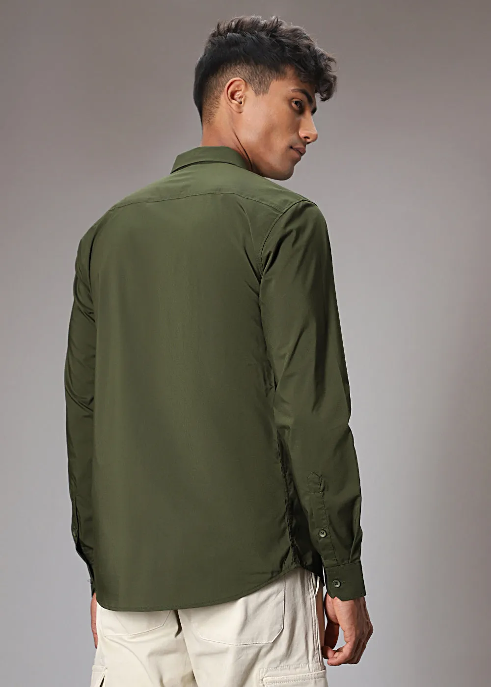 Dark Olive Cotton Shirt