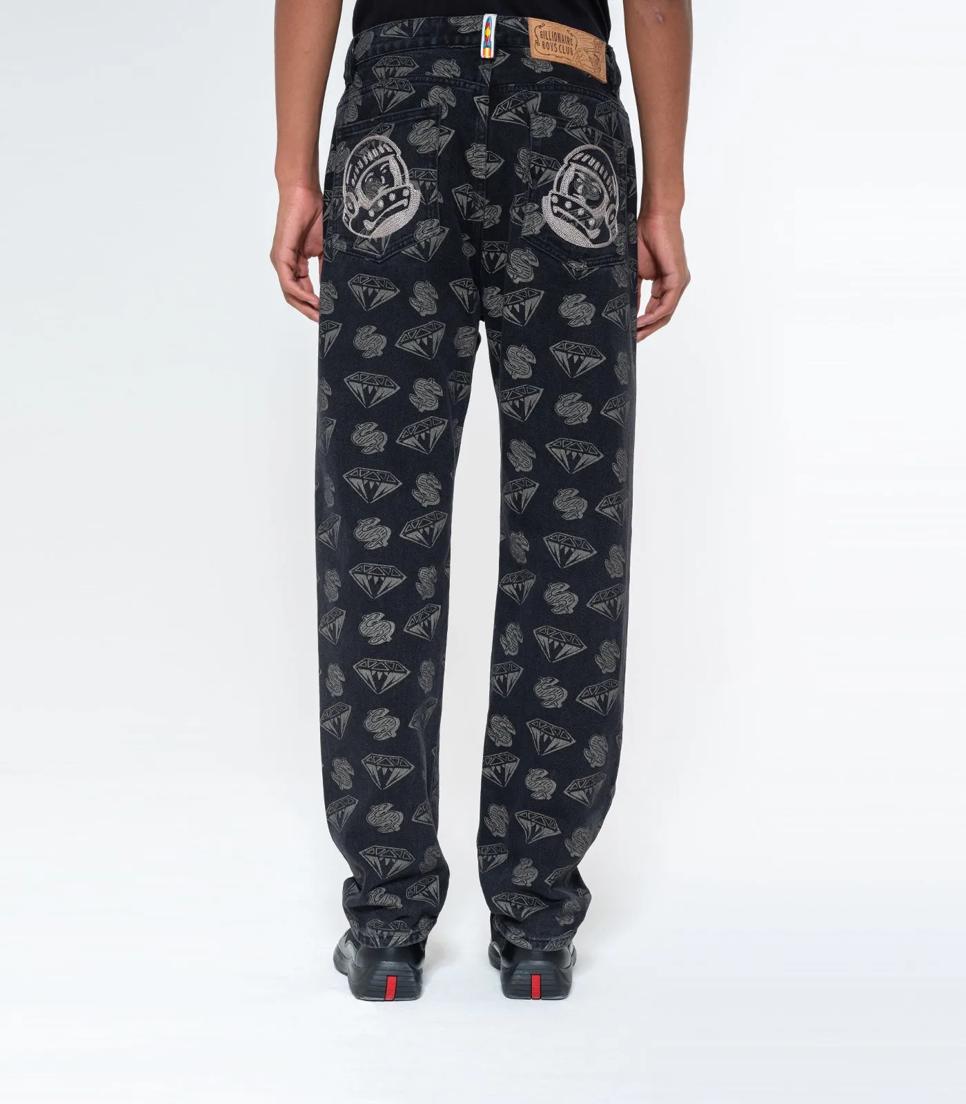 DIAMONDS & DOLLARS DENIM PANTS - BLACK