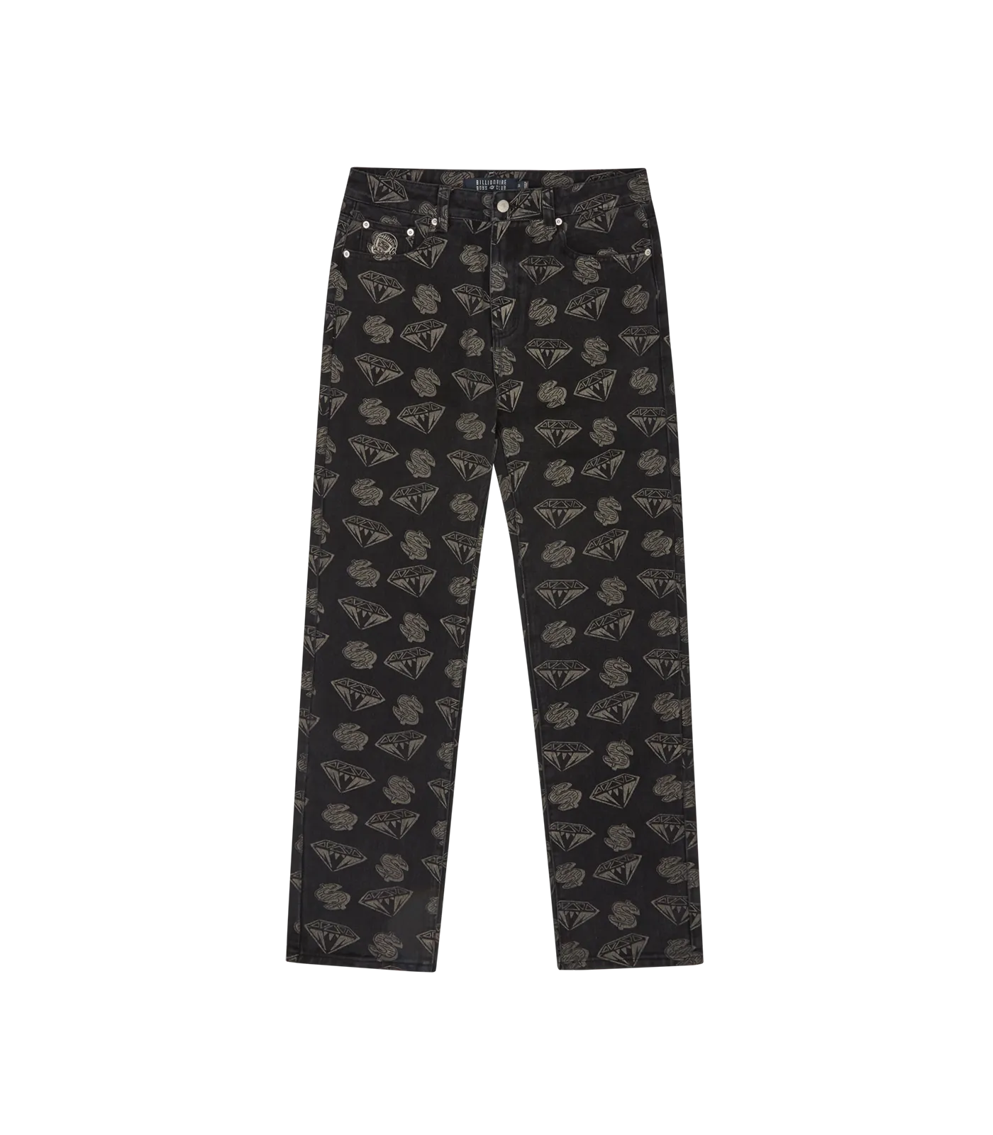 DIAMONDS & DOLLARS DENIM PANTS - BLACK