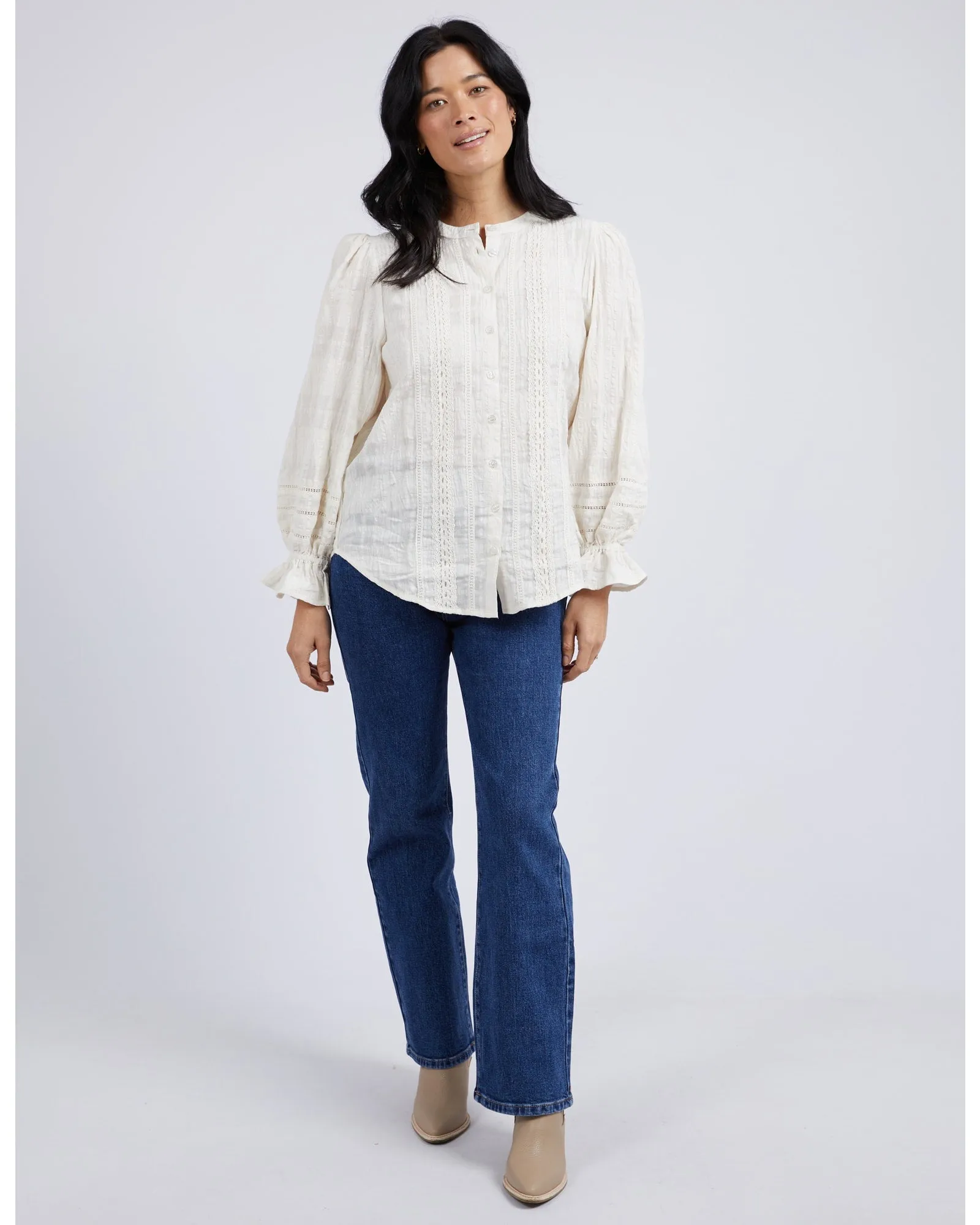 Elm - Fennel Cotton Shirt - Pearl