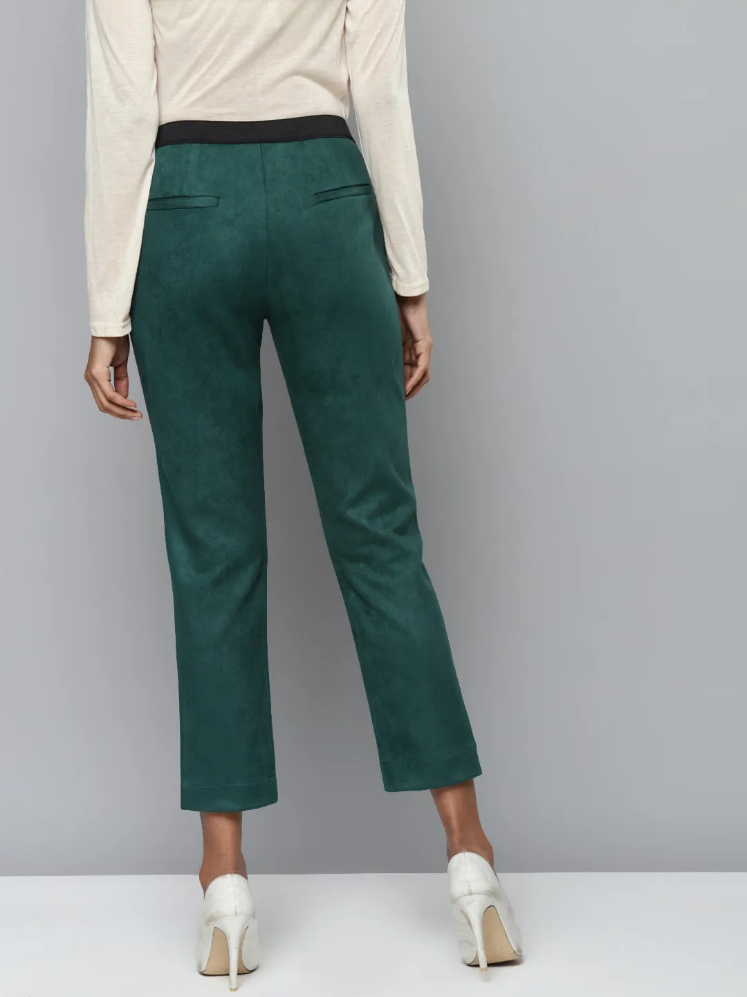 Emerald Green Suede Straight Pants