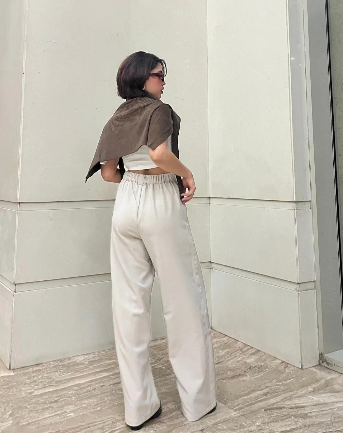 Flap Detail French Seam Pants