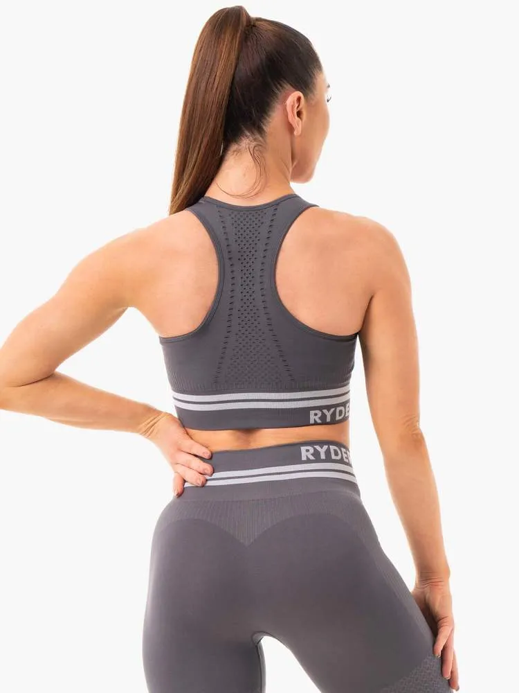 FREESTYLE SEAMLESS LONGLINE SPORTS BRA CHARCOAL