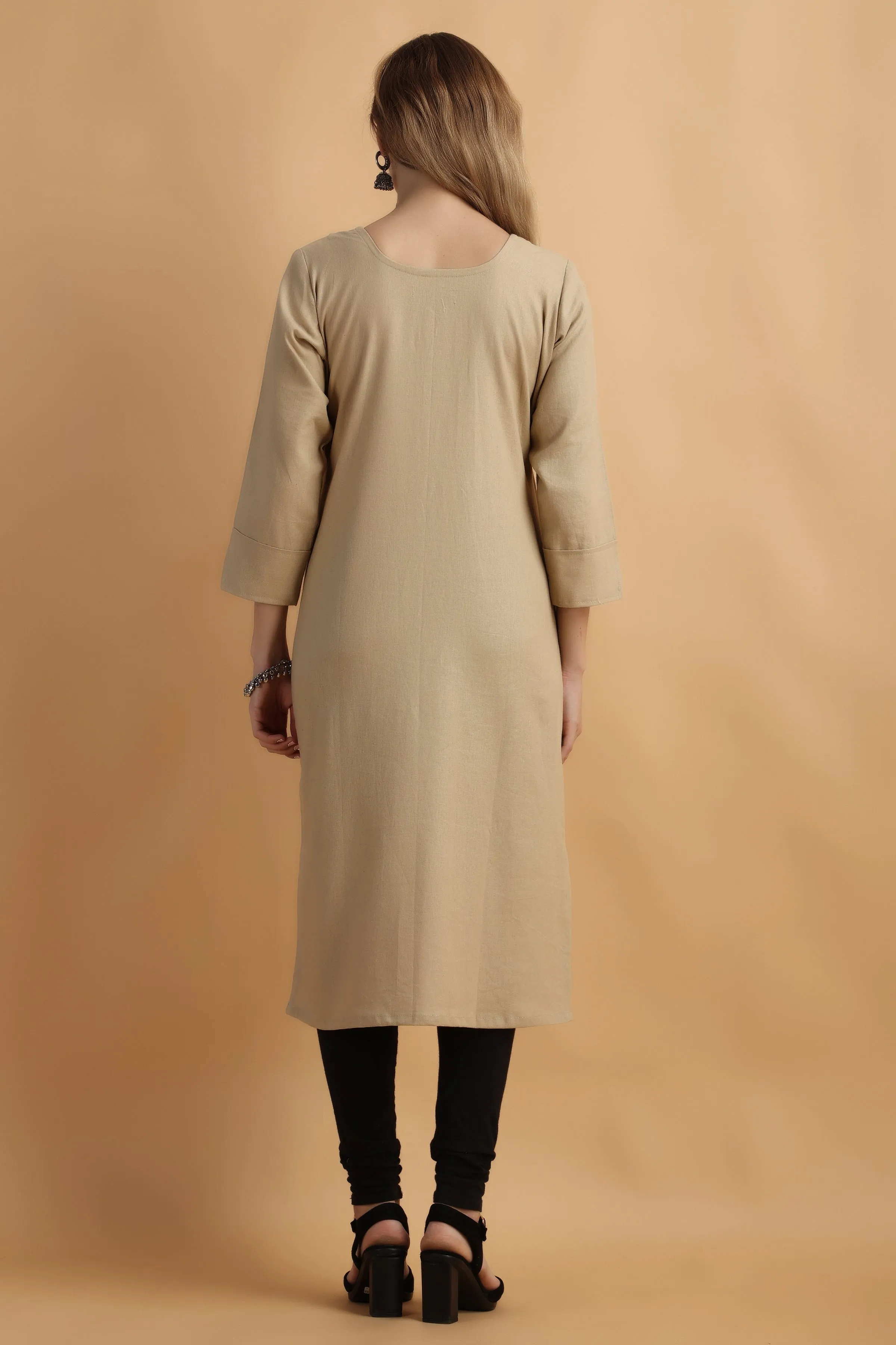 Frost Beige Cotton Linen Kurta