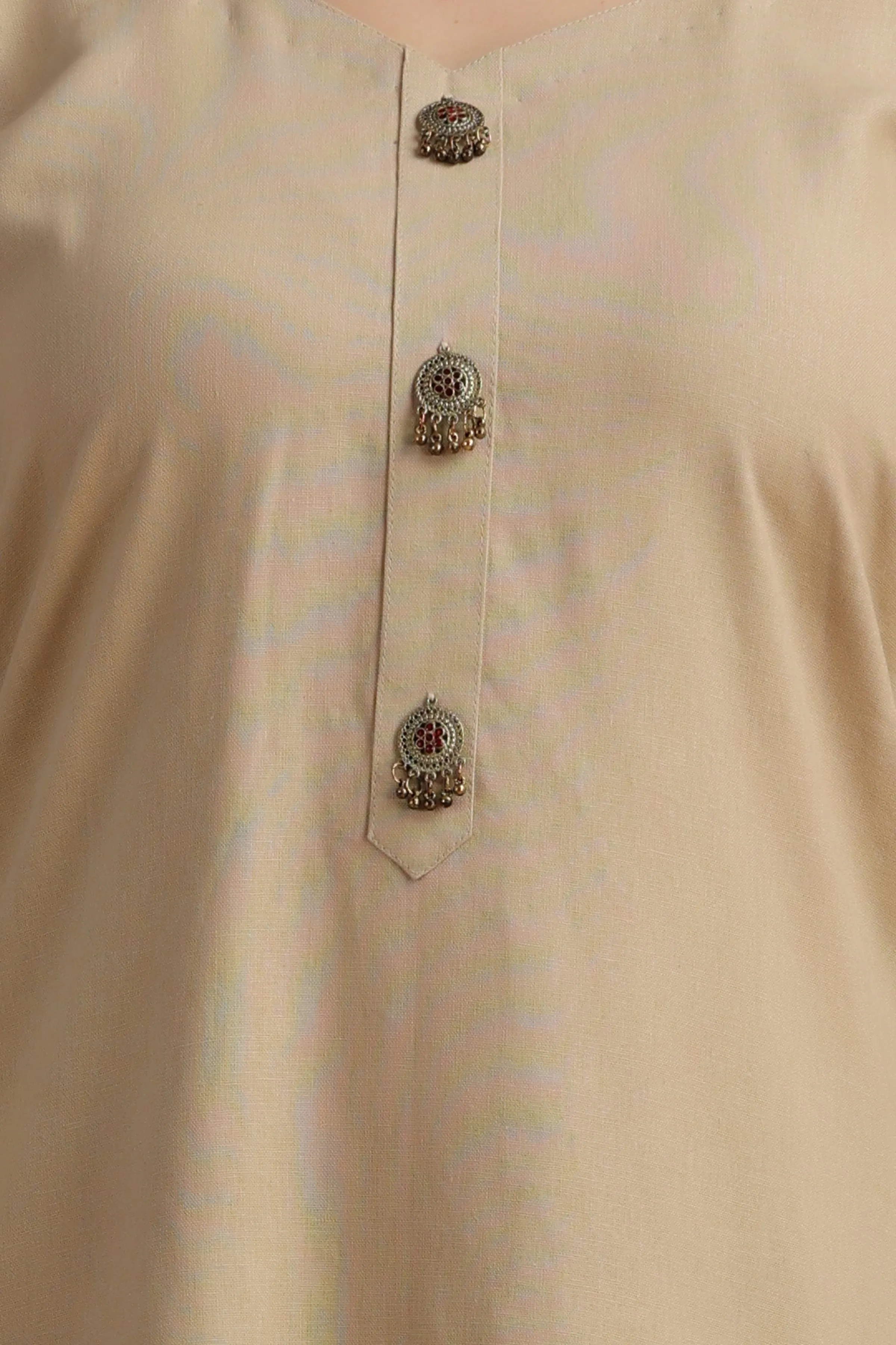 Frost Beige Cotton Linen Kurta