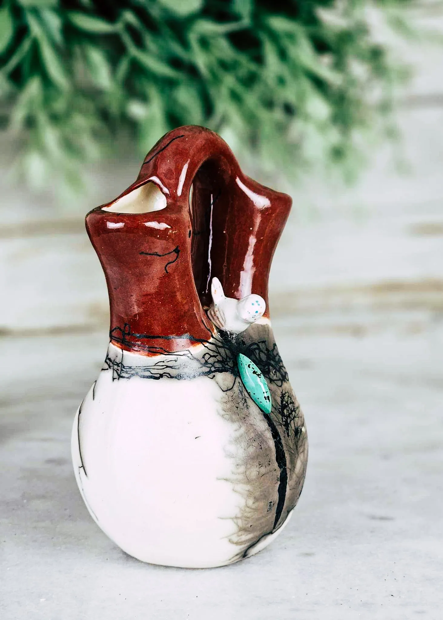 Functional Terracotta Bird & Stone Wedding Vase