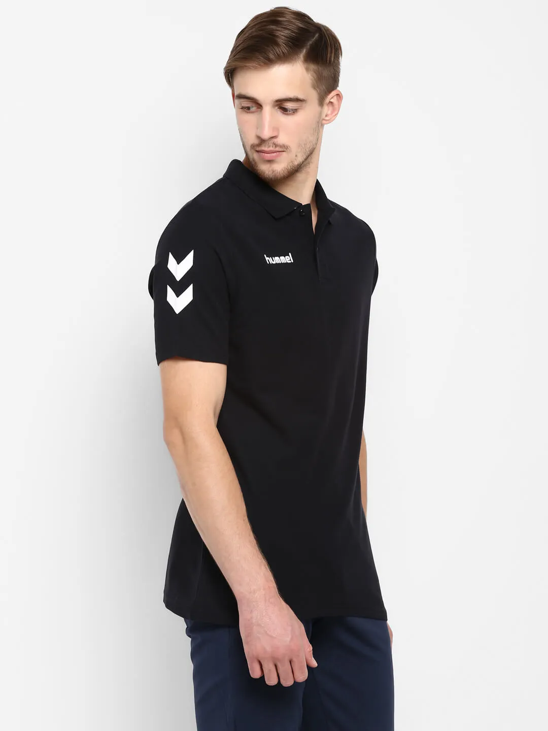 Go Cotton Polo Neck Cotton Rich Half Sleeve Solid Regular fit Cottonpoly T-shirt for Men Comfortable soft Breathable Fabric Stretchable for Everyday Use Ideal for Casual wear and officewear