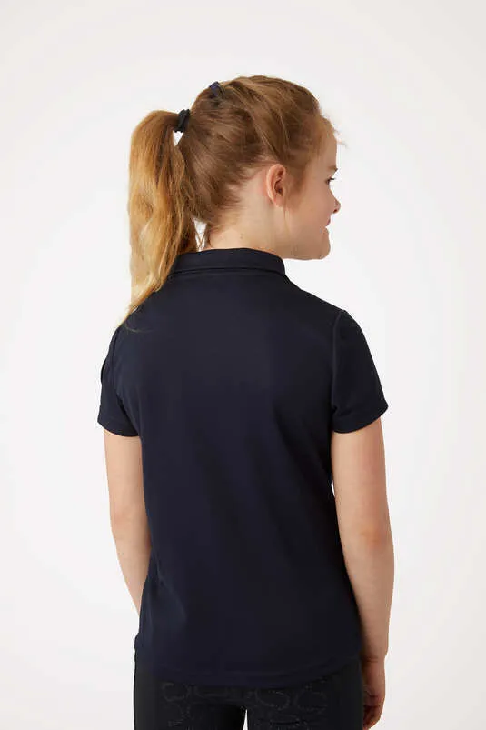 Horze Denise Kids Functional Short Sleeve Polo (Navy)