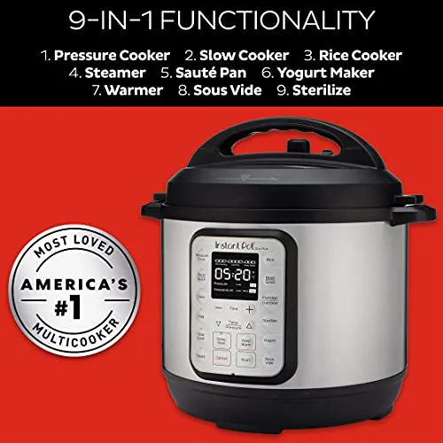 Instant Pot Duo Plus 60 9-in-1 Stainless Steel Multi-Functional Outer Lid Pressure Cooker, 6 Qt