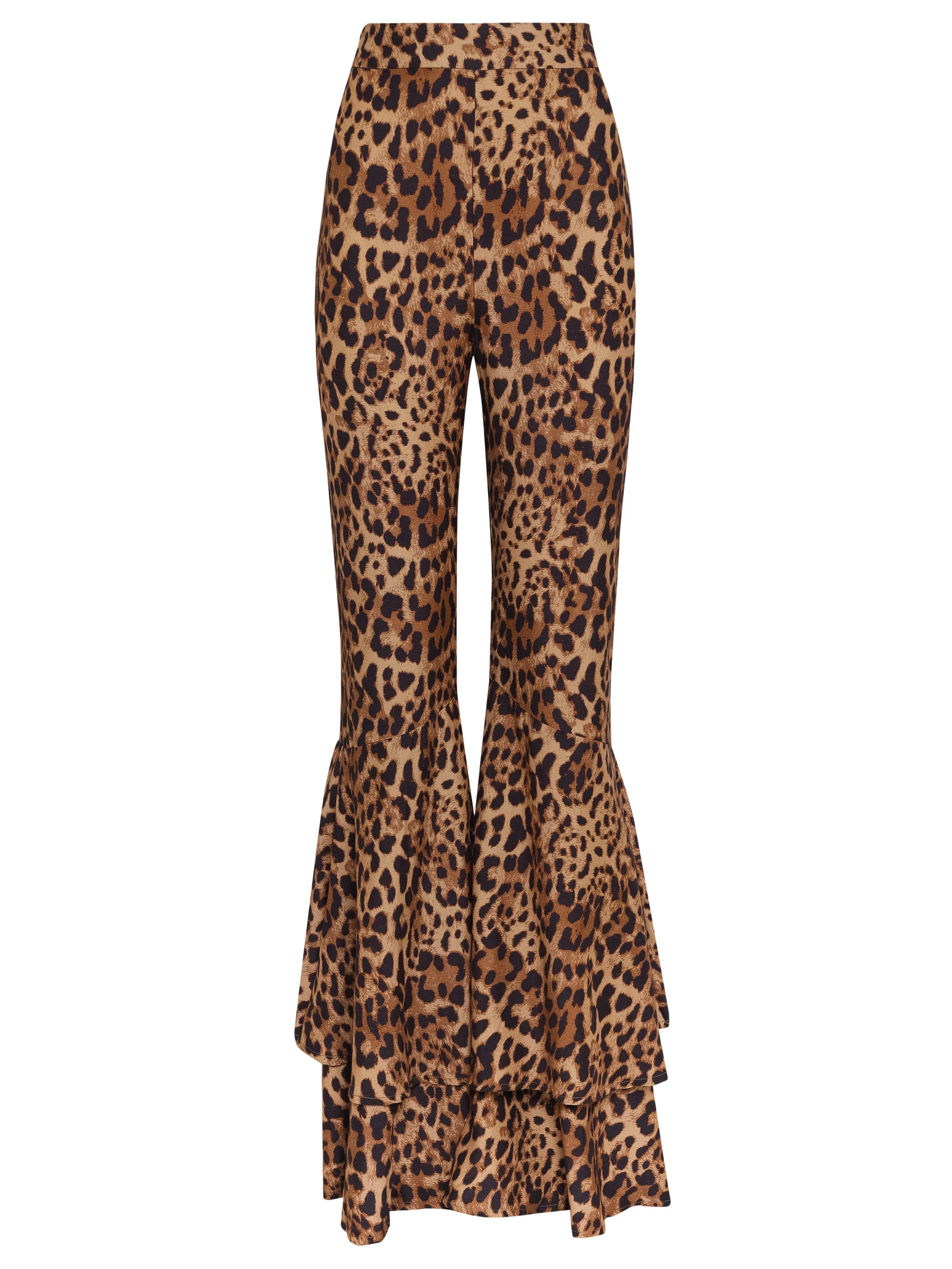 Leopard Ruffle Detail Pants